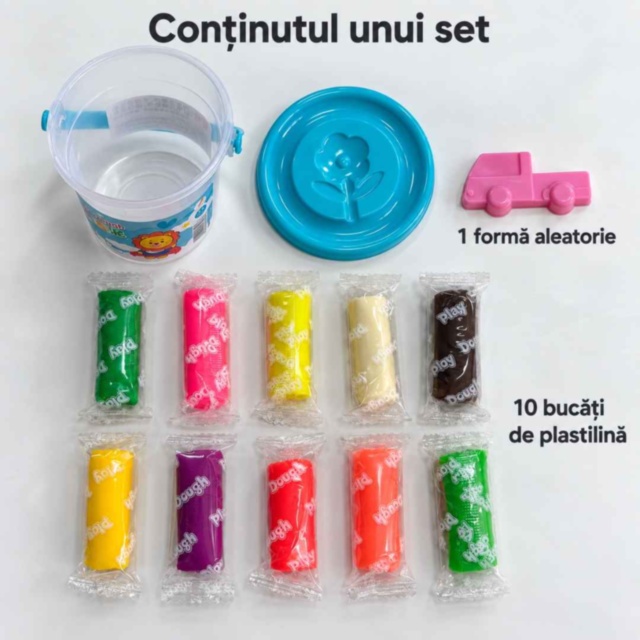 Set plastilină colorată cu 10 bucăți și formă