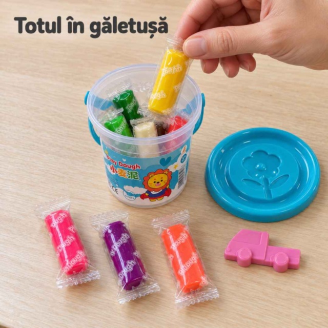 Set plastilină colorată cu 10 bucăți și formă