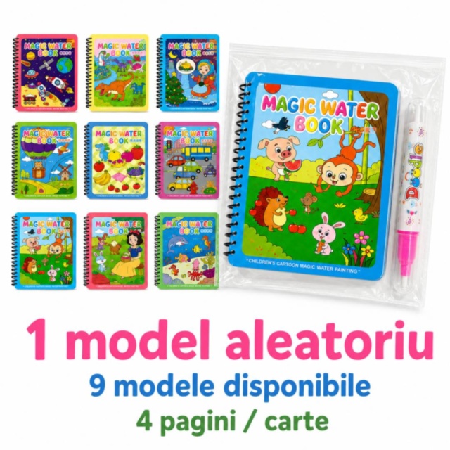 Carte reutilizabilă de colorat cu apă și pix inclus