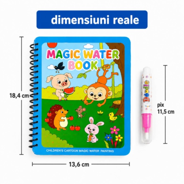 Carte reutilizabilă de colorat cu apă și pix inclus