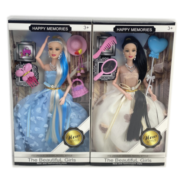 Barbie în Rochie Elegantă, Pieptene, Gentuță și Balon