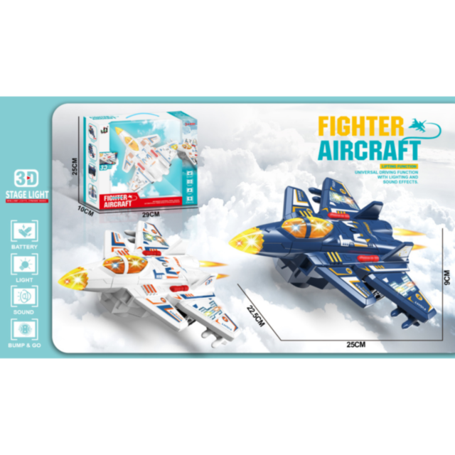 Avion de Luptă cu Lumină, Sunet și Rotire 360°