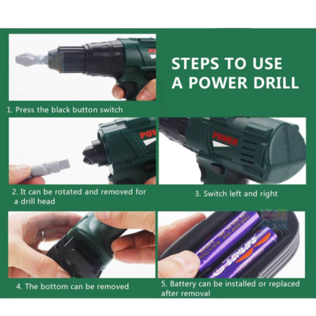 Set de Scule pentru Copii cu Cutie și Bormașină Electrică