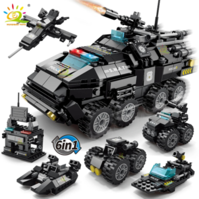 Set de Construcție SWAT 6 în 1 cu Vehicule și Centru de Comandă – 371 Piese | image