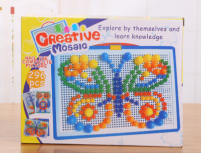 Puzzle Mozaic Ciupercuțe Montessori Colorate cu Planșă (culoare aleatorie) | image