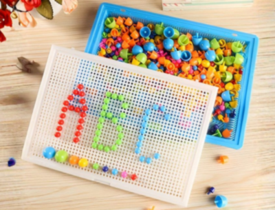 Puzzle Mozaic Ciupercuțe Montessori Colorate cu Planșă (culoare aleatorie) | image