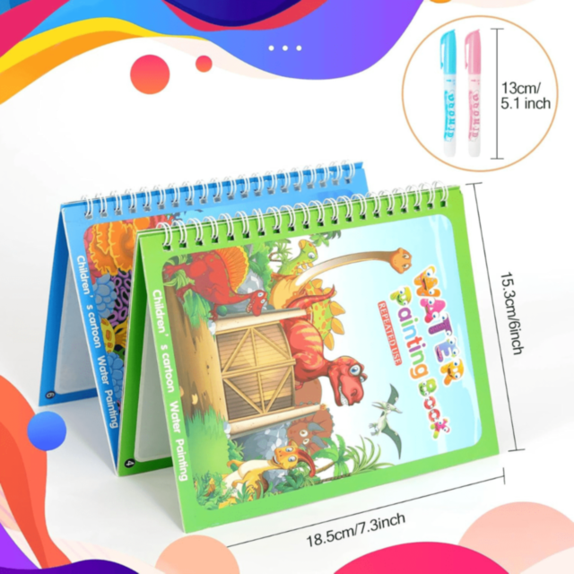 1buc. Carte Magică de Colorat Reutilizabilă cu Apă (model aleatoriu) 