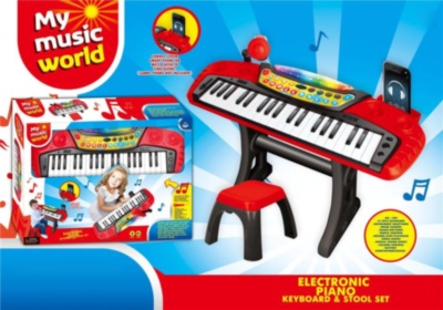 Orga Electronică cu Microfon, Sistem Karaoke și Scăunel | image