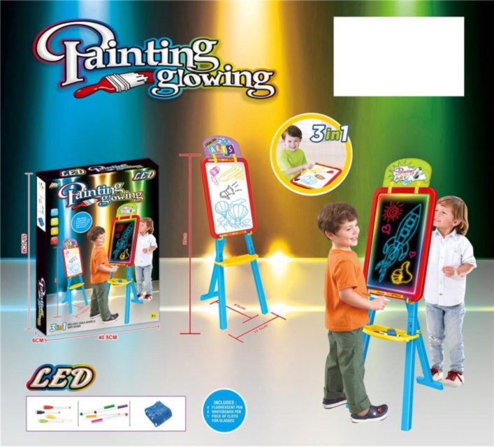 Tablă LED cu 2 Fețe de Scris și Desenat, O Față Luminează