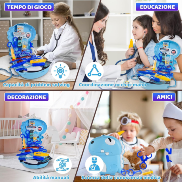 Set Doctor pentru Copii cu Rucsac Dinozaur – Joc de Rol Interactiv