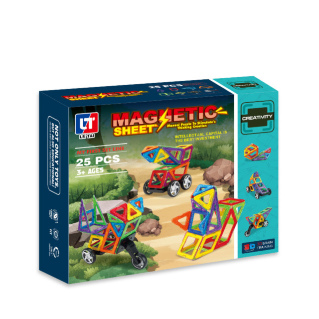 Constructor Magnetic cu Figuri Geometrice, 25 piese