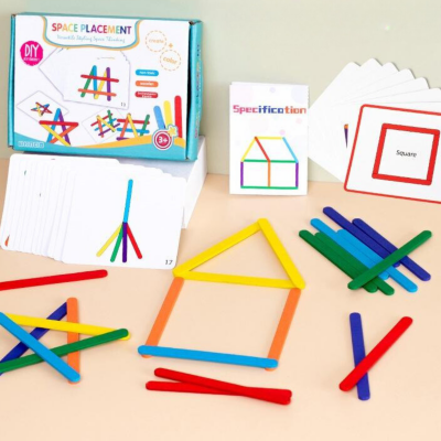 Set Educațional cu Bețișoare Colorate - Puzzle pentru Dezvoltarea Logicii Spațiale | image