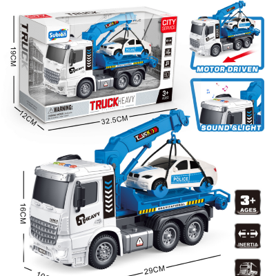 Camion Evacuator cu Macara și Mașină de Poliție – Sunete și Lumină | image