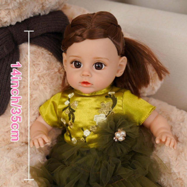 Păpușă Reborn Interactivă de 35 cm cu Corp Textil și Voce 