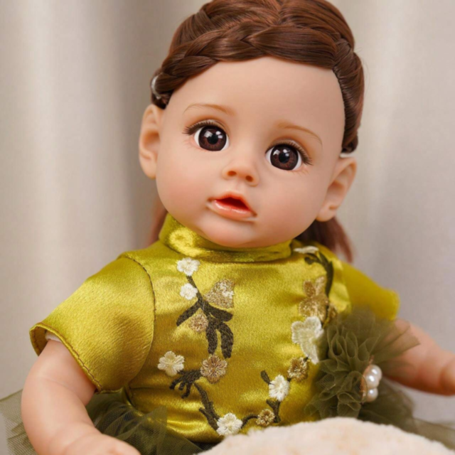 Păpușă Reborn Interactivă de 35 cm cu Corp Textil și Voce 