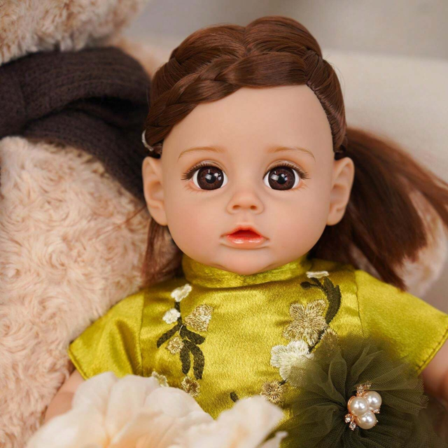 Păpușă Reborn Interactivă de 35 cm cu Corp Textil și Voce 