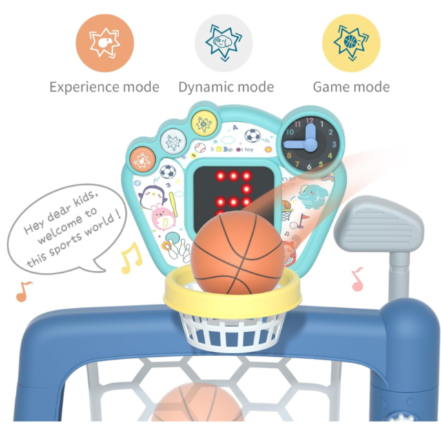 Set sportiv 3 în 1 pentru copii mici - Baschet, Fotbal și Golf 