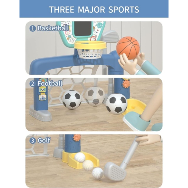 Set sportiv 3 în 1 pentru copii mici - Baschet, Fotbal și Golf 