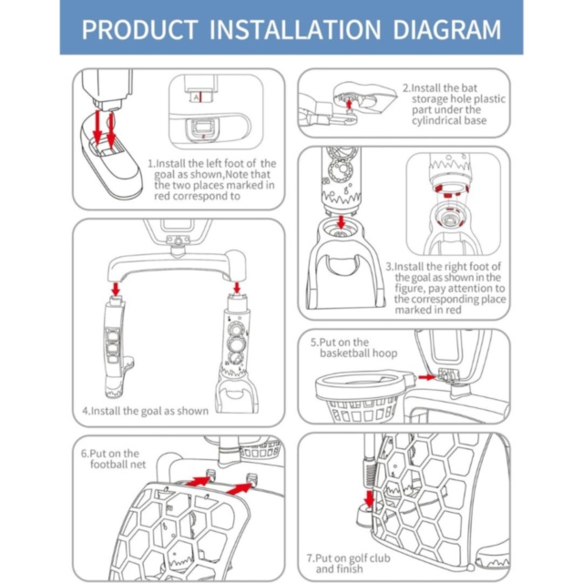 Set sportiv 3 în 1 pentru copii mici - Baschet, Fotbal și Golf 