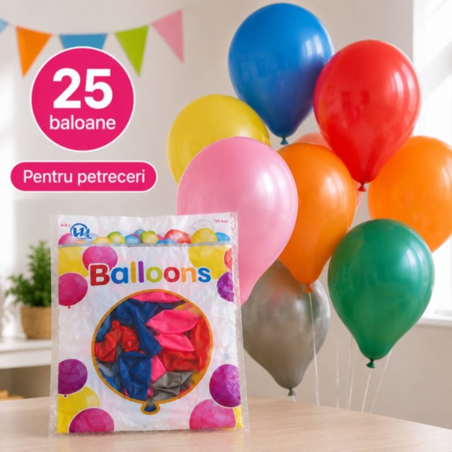 Set 25 baloane colorate pentru petreceri copii