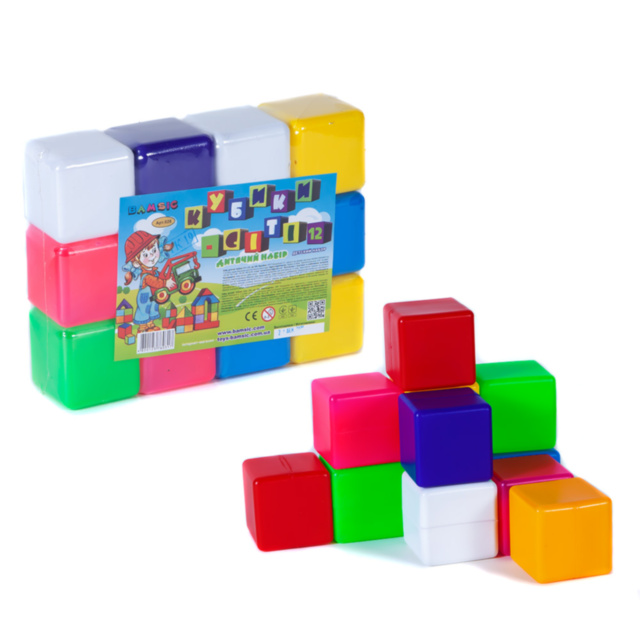 Set 12 Cuburi de Construit Multicolore