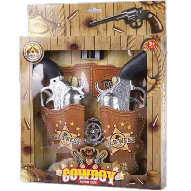 Set 2 Revolvere Cowboy cu Tocuri și Insignă