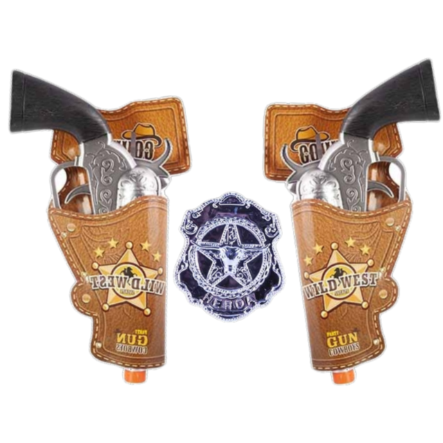 Set 2 Revolvere Cowboy cu Tocuri și Insignă