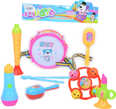 Tobă cu Trompetă, Fluier, Microfon, Maracas și Tamburină | image