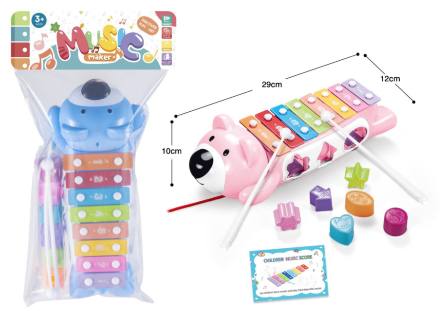 Urs cu Xilofon și Figuri Geometrice de Stivuit