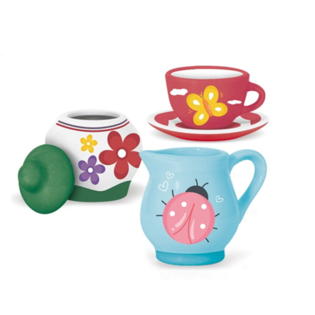 Set de ceai din ceramică pentru pictat, 15 piese