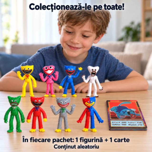 Figurină surpriză Huggy Wuggy cu carte de colecție