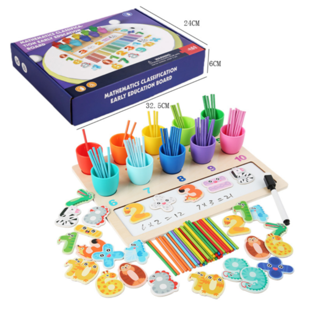 Jucărie Montessori pentru Numere, Culori și Matematică – Joc Educativ