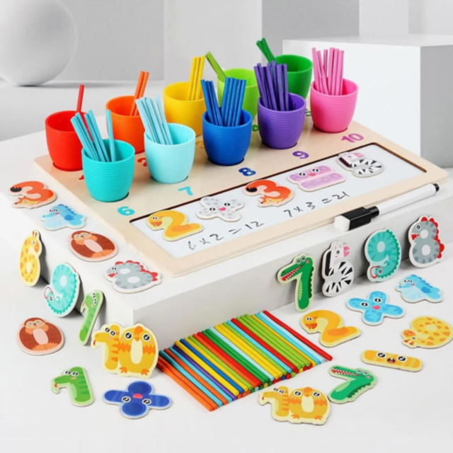 Jucărie Montessori pentru Numere, Culori și Matematică – Joc Educativ