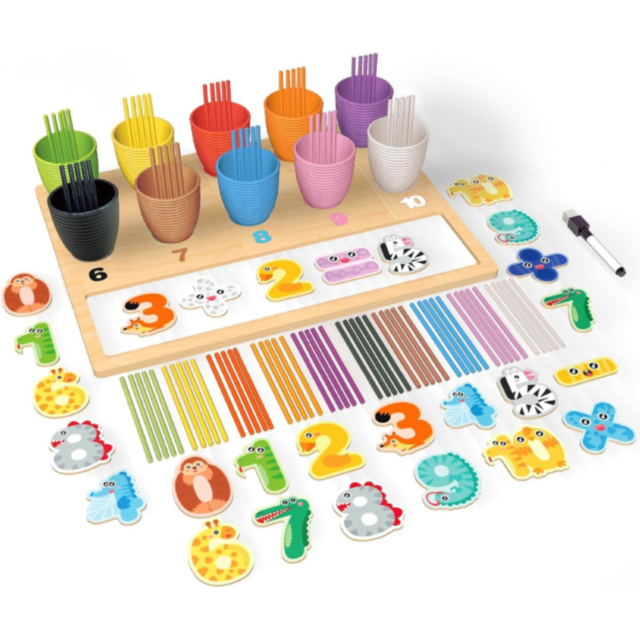 Jucărie Montessori pentru Numere, Culori și Matematică – Joc Educativ