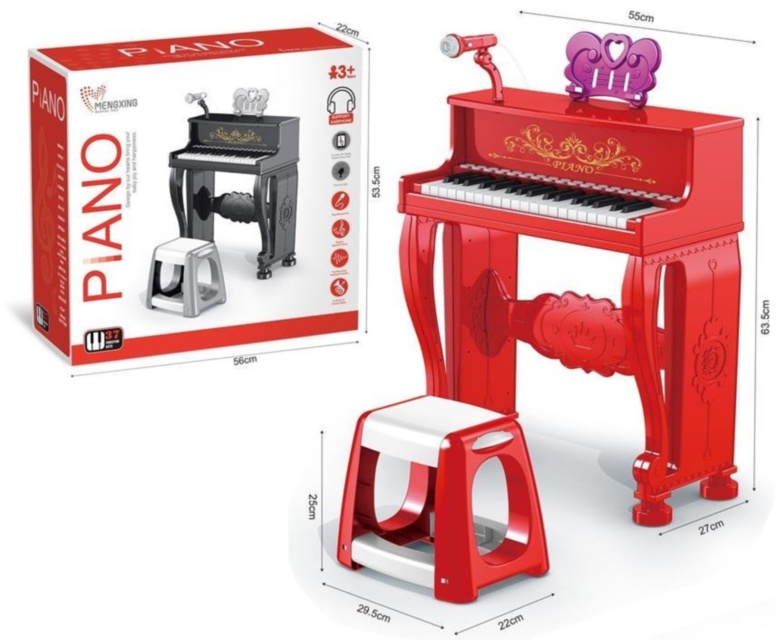 Pian Electronic 37 Clape cu Microfon și Scaun (funcție înregistrare-redare)