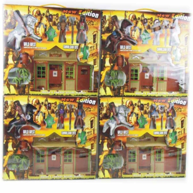 Set Western cu Cowboy, Indieni și Saloon