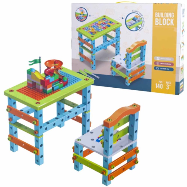 Mega Set de Asamblat Măsuță cu Scăunel, 140 piese