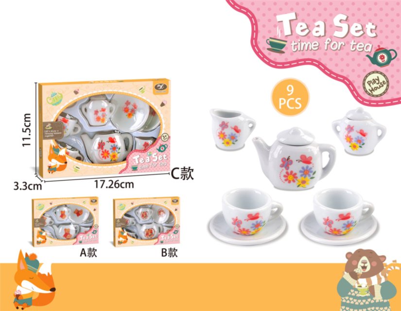 Set Ceainic cu Cești din Ceramică, 9 Piese