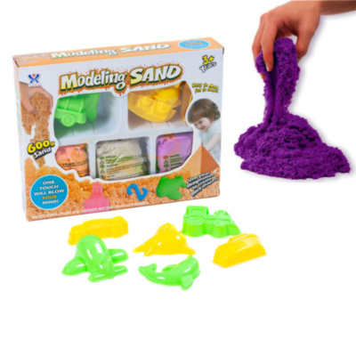 Set Nisip Kinetic cu 3 Coluri și 6 Forme de Modelat Mașinuțe, 600gr. | image