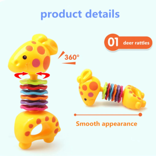 Jucărie Zornăitoare Girafă Colorată pentru Bebeluși