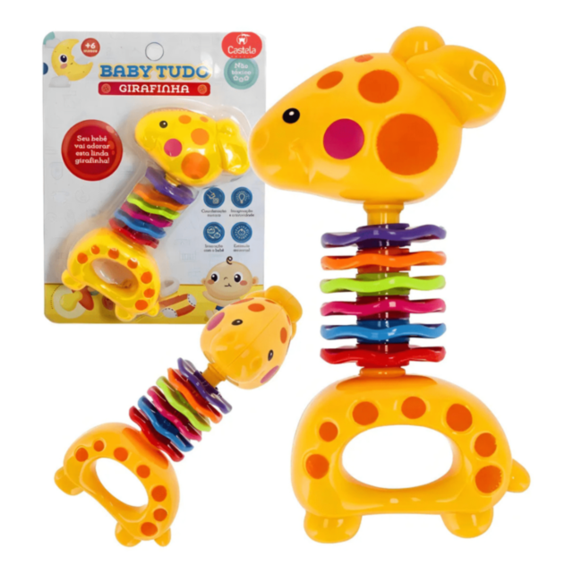 Jucărie Zornăitoare Girafă Colorată pentru Bebeluși