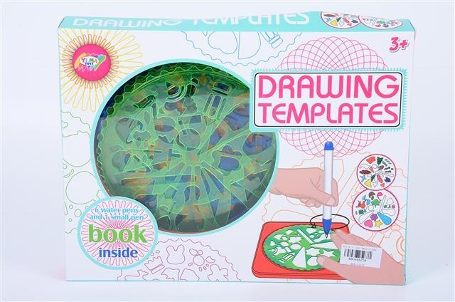 Set 6 Șabloane-Trafaret de Desen cu 6 Carioci și Stilou