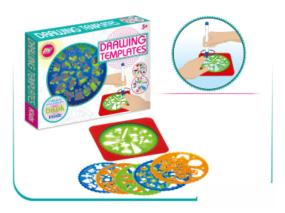 Set 6 Șabloane-Trafaret de Desen cu 6 Carioci și Stilou | image