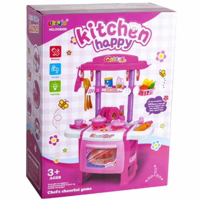 Mega Bucătărie Interactivă cu Aragaz, Cuptor, Tacâmuri, Produse Alimentare, 70x49x30cm