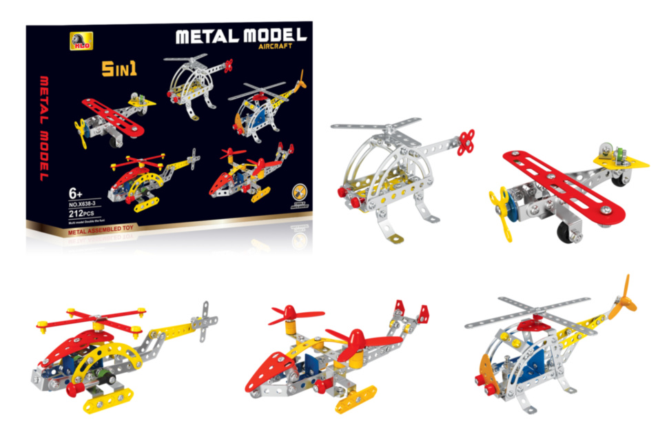 Set de Construcție Metalic "5 Avioane" 212 piese