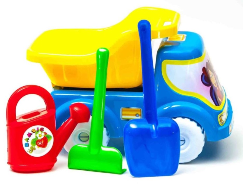 Camion cu Lopățica, Stropitoare, Greblă și Formă de Nisip, 35cm 