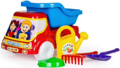 Camion cu Lopățica, Stropitoare, Greblă și Formă de Nisip, 35cm  | image