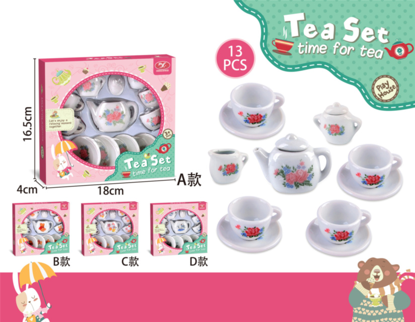 Set Ceainic cu Cești din Ceramică, 13 Piese