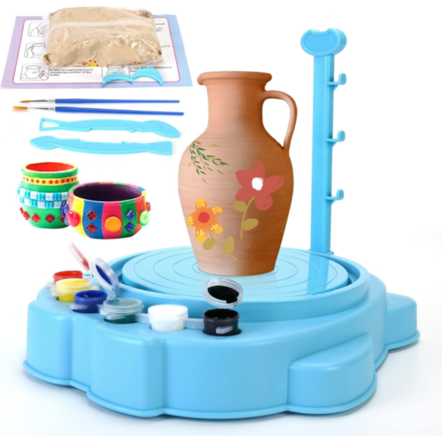 Set de olărit pentru copii cu roată electrică și culori