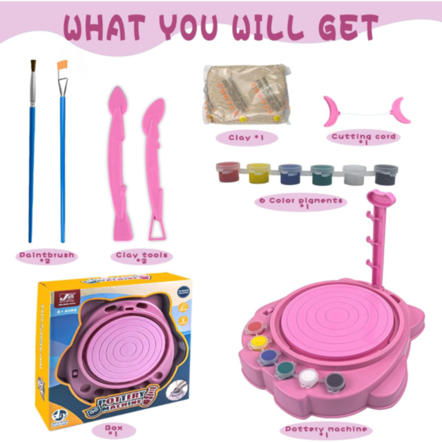 Set de olărit pentru copii cu roată electrică și culori